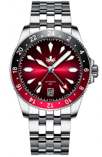 Phoibos Voyager GMT Burgundy Red 200m Diver Automatic