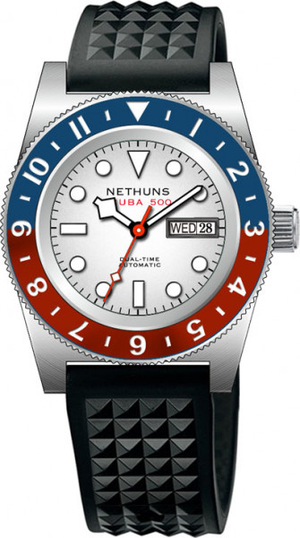 Nethuns Scuba 500 White-Grey Gradient Dual-Time Steel Automatic