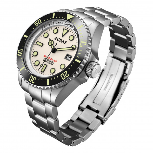 Audaz Abyss Diver White Lume 1000m Automatic inkl. Gummiarmband