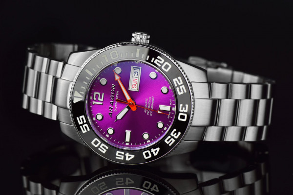 ARAGON Divemaster 42mm Purple Automatic Steel