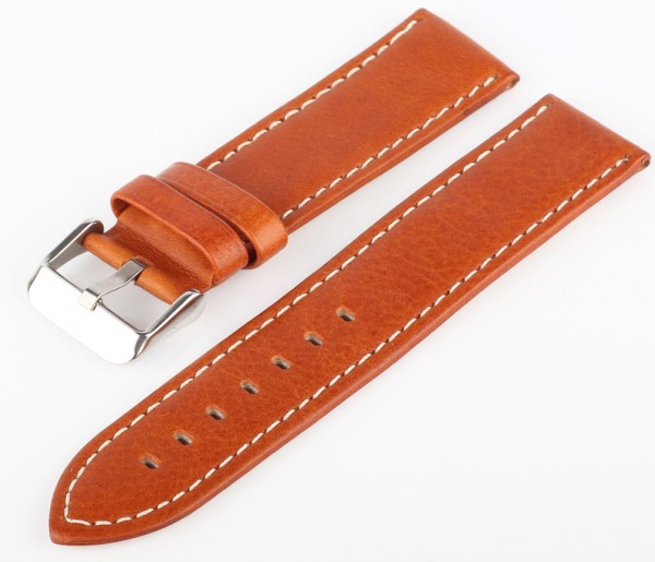 Uhren Lederarmband Braun-Weiss G75 Genarbt